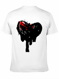 Abstract Heart Graphic Black T-Shirt