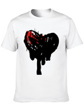 Abstract Heart Graphic Black T-Shirt