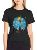 Skiing Giraffe T-Shirt - Winter Fun Apparel