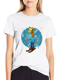 Skiing Giraffe T-Shirt - Winter Fun Apparel