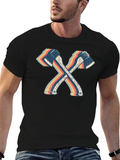 Retro Crossed Axes T-Shirt - Lumberjack Style