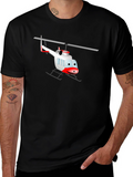 Cartoon Helicopter Graphic Black T-Shirt