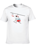 Cartoon Helicopter Graphic Black T-Shirt