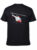Cartoon Helicopter Graphic Black T-Shirt
