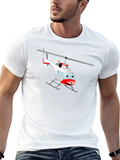 Cartoon Helicopter Graphic Black T-Shirt