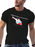 Cartoon Helicopter Graphic Black T-Shirt