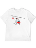 Cartoon Helicopter Graphic Black T-Shirt