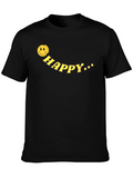 Happy Face Graphic Tee - Black