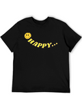 Happy Face Graphic Tee - Black