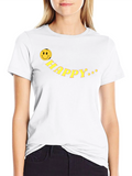 Happy Face Graphic Tee - Black