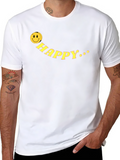 Happy Face Graphic Tee - Black