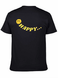 Happy Face Graphic Tee - Black