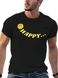 Happy Face Graphic Tee - Black