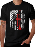 Trumpet American Flag Graphic T-Shirt