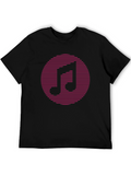 Retro Music Note Graphic Tee - Black