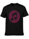 Retro Music Note Graphic Tee - Black