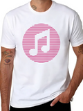 Retro Music Note Graphic Tee - Black