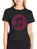 Retro Music Note Graphic Tee - Black