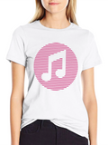 Retro Music Note Graphic Tee - Black