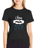 I Love Rain Black Cotton Tee