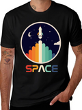 Retro Space Rocket Launch Graphic T-Shirt