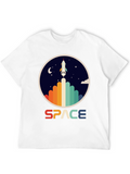 Retro Space Rocket Launch Graphic T-Shirt
