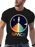 Retro Space Rocket Launch Graphic T-Shirt