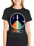 Retro Space Rocket Launch Graphic T-Shirt