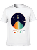 Retro Space Rocket Launch Graphic T-Shirt