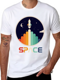 Retro Space Rocket Launch Graphic T-Shirt