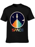 Retro Space Rocket Launch Graphic T-Shirt