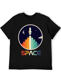 Retro Space Rocket Launch Graphic T-Shirt