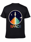 Retro Space Rocket Launch Graphic T-Shirt