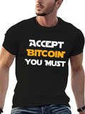 Accept Bitcoin You Must Black Graphic Tee