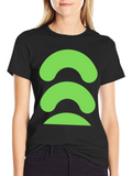 Abstract Green Graphic Black T-Shirt