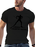 Cross Country Skiing Black T-Shirt