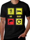 Eat Sleep Fish Repeat Black T-Shirt