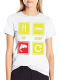 Eat Sleep Fish Repeat Black T-Shirt