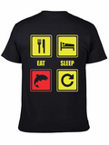 Eat Sleep Fish Repeat Black T-Shirt