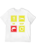 Eat Sleep Fish Repeat Black T-Shirt