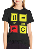 Eat Sleep Fish Repeat Black T-Shirt