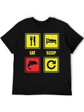 Eat Sleep Fish Repeat Black T-Shirt