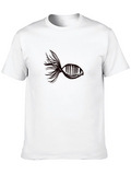 Abstract Fish Graphic Tee - Black