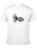 Abstract Fish Graphic Tee - Black