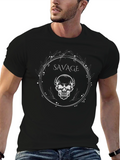 Savage Skull Graphic Print Crew Neck T-Shirt
