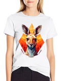 Geometric Kangaroo Graphic T-Shirt