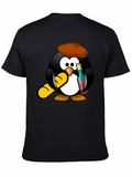 Wine Lover Penguin Black T-Shirt