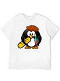 Wine Lover Penguin Black T-Shirt