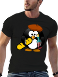 Wine Lover Penguin Black T-Shirt