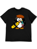Wine Lover Penguin Black T-Shirt